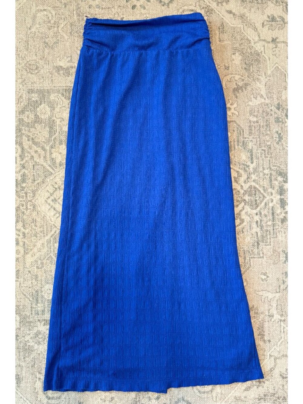 Free People Women's Pull On Mazarine Blue Maxi Skirt XS Side Slit Boho Hippie - Picture 4 of 10